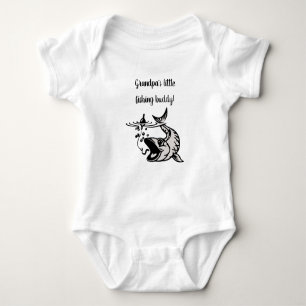 Editable Grandpa's Little Fishing Buddy Baby Bodysuit