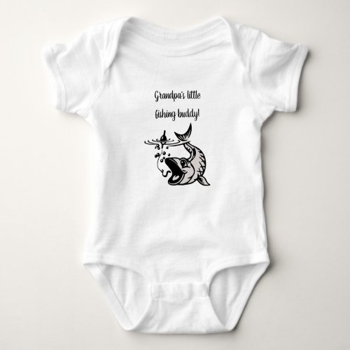 Editable Grandpas Little Fishing Buddy Baby Bodysuit