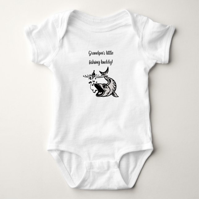 Editable Grandpa's Little Fishing Buddy Baby Bodysuit (Front)