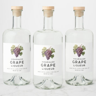 Editable grape liqueur homemade recipe liquor bottle label