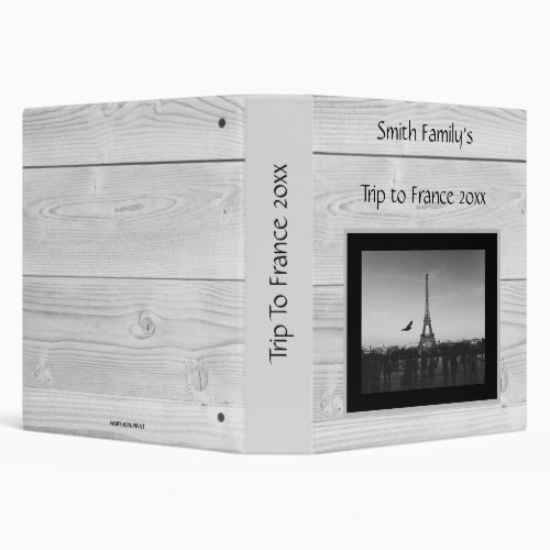 Editable Gray Wood Photo Album 3 Ring Binder