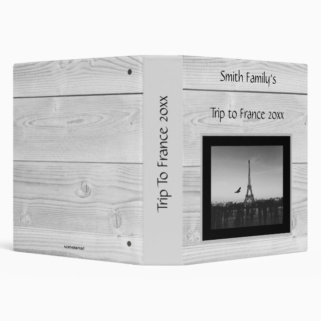 Editable Gray Wood Photo Album 3 Ring Binder (Background)