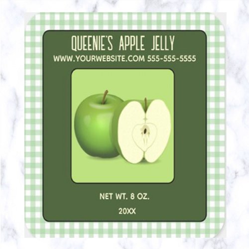 Editable Green Apple Jelly Square Sticker