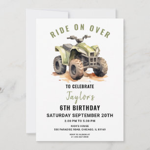 Editable Green ATV Bike Birthday Invitation