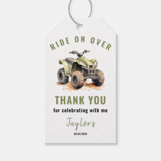 Editable Green ATV Bike Kids Birthday Party Gift Tags