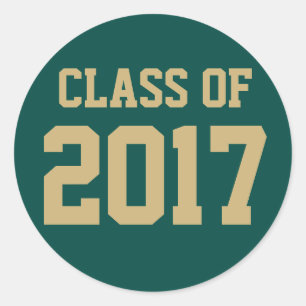 Editable Green Gold Class of 2018 Graduation Classic Round Sticker