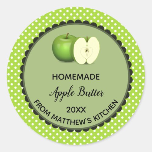 Editable Green Polka Dot Apple Butter Label