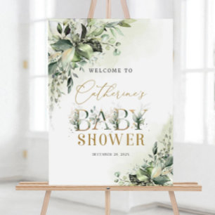 Editable Greenery Baby Shower Welcome Sign Sage
