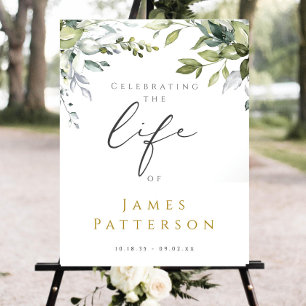 Editable Greenery Celebration of Life Welcome Sign