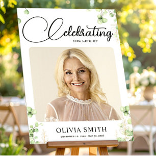 Editable Greenery Funeral Welcome Sign Celebration