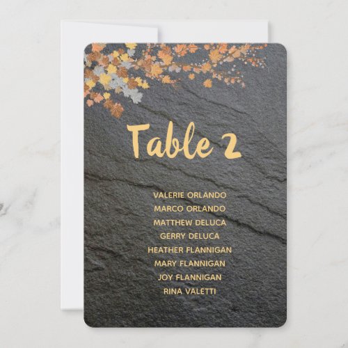 Editable Grey Stone Autumn Leaves Table Seating Invitation