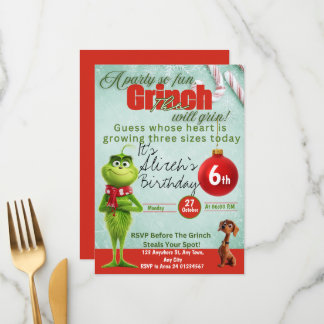 Editable Grinch Birthday Invitation