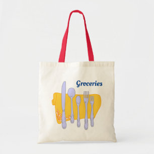 Editable Groceries Dinnerware Kitchen Art Tote Bag