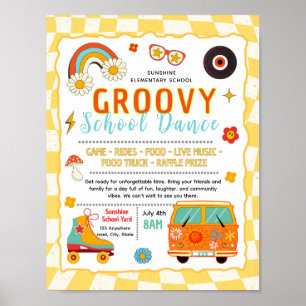 Editable groovy school dance fundraiser flyer poster