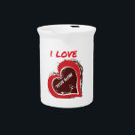 Editable Grunge Heart Love Design – Add Your Text Beverage Pitcher<br><div class="desc">This editable grunge-style heart graphic with bold "I LOVE" text is perfect for personalized gifts,  apparel,  cards,  and more. The open design lets you add any name,  word,  or message for custom creations. Ideal for Valentine’s Day,  anniversaries,  or just expressing love.</div>