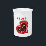 Editable Grunge Heart Love Design – Add Your Text Beverage Pitcher<br><div class="desc">This editable grunge-style heart graphic with bold "I LOVE" text is perfect for personalized gifts,  apparel,  cards,  and more. The open design lets you add any name,  word,  or message for custom creations. Ideal for Valentine’s Day,  anniversaries,  or just expressing love.</div>