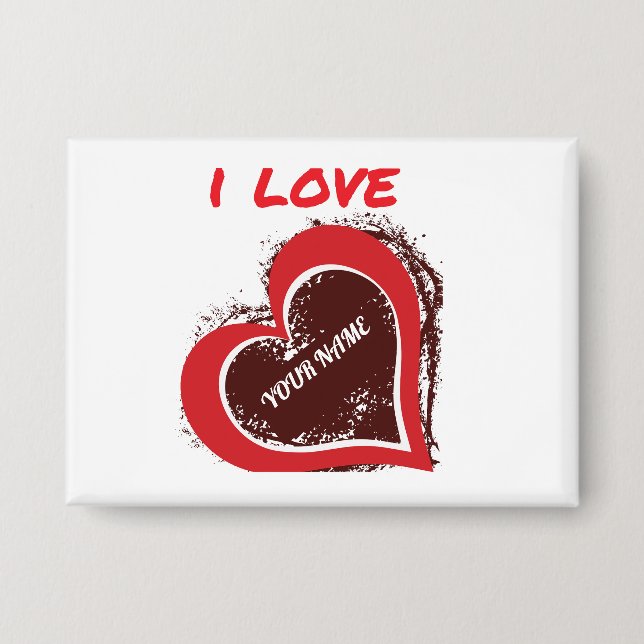 Editable Grunge Heart Love Design – Add Your Text Button (Front)