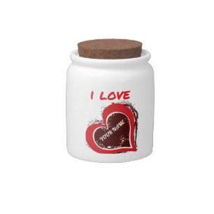 Editable Grunge Heart Love Design – Add Your Text Candy Jar