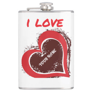 Editable Grunge Heart Love Design – Add Your Text Flask