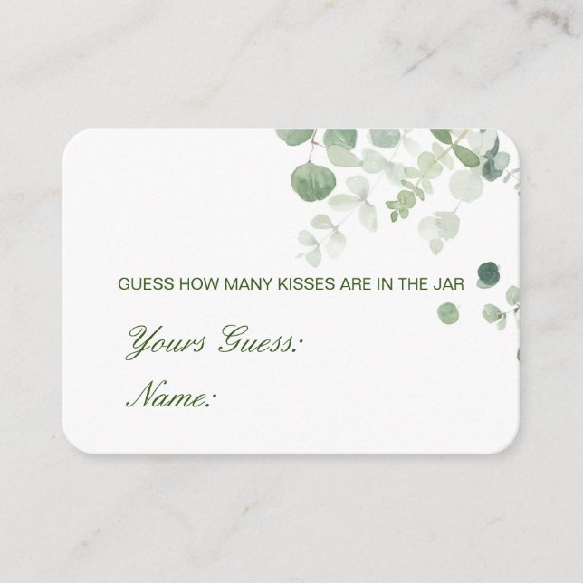 Editable Guess How Many Kisses, Candies Card (Front)