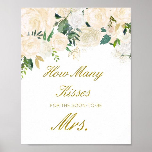 Editable Guess How Many Kisses for Soon Mrs Sign (Front)