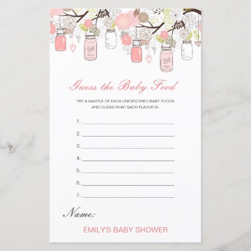 Editable Guess the Baby Food Baby Shower Game