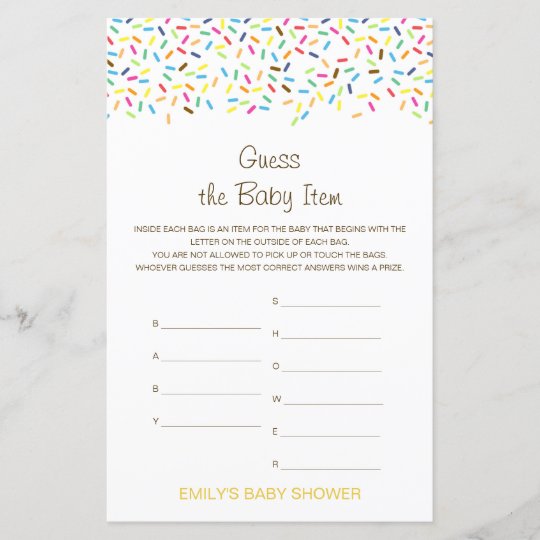 Editable Guess the Baby Item Baby Shower Game | Zazzle.com