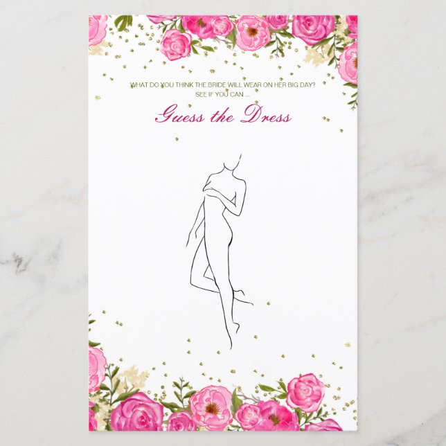Editable Guess the Dress Bridal Shower Game (Front)