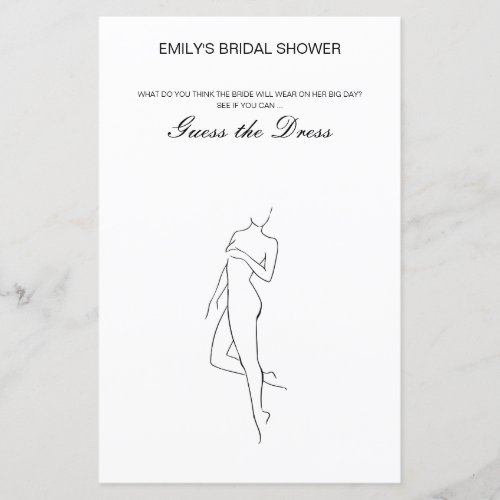 Editable Guess the Dress Bridal Shower Game