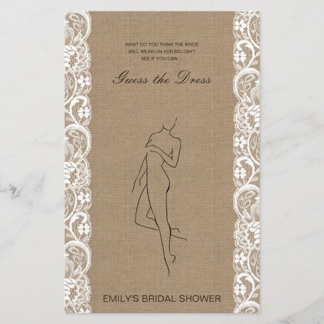 Editable Guess the Dress Bridal Shower Game (Front)