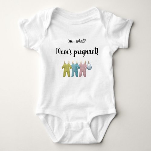 Editable Guess What Moms Pregnant Announcement Baby Bodysuit