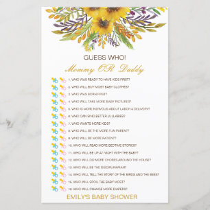 Editable Guess Who, Mom or Dad Baby Shower Game