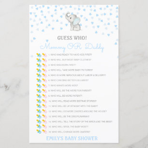 Editable Guess Who, Mom or Dad Baby Shower Game