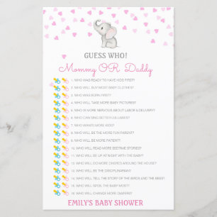 Editable Guess Who, Mom or Dad Baby Shower Game