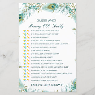 Editable Guess Who, Mom or Dad Baby Shower Game