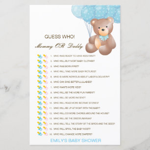 Editable Guess Who, Mom or Dad Baby Shower Game