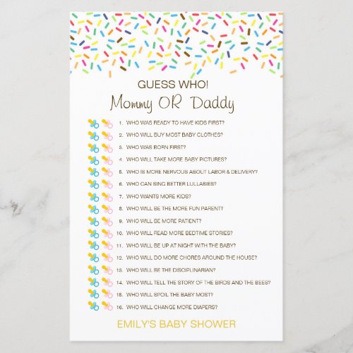 Editable Guess Who Mom or Dad Baby Shower Game