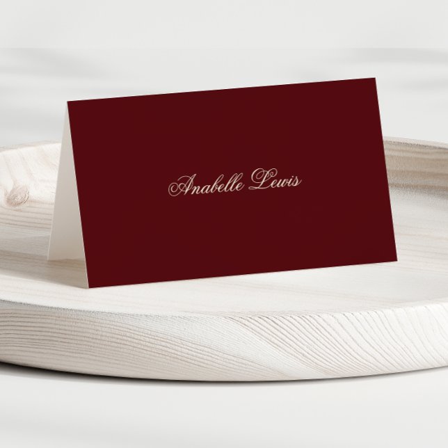 Editable Guest Name Burgundy Wedding Place Card (Creator Uploaded)