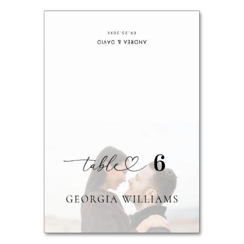 Editable Guest Name Faded Photo Wedding Place Card