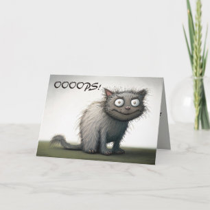 Editable Guilty Cat Missed Birthday Card