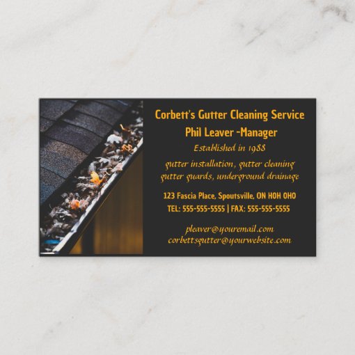 Editable Gutter Cleaning Business Card Zazzle