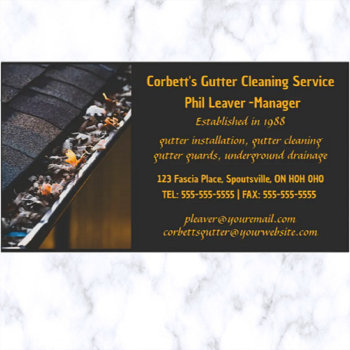 Editable Gutter Cleaning Business Card by NorthernPrint at Zazzle