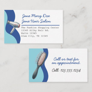 Editable Hair Salon Watercolor Wave Business Card
