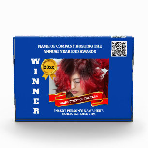 Editable Hair Stylist award photo red blue white