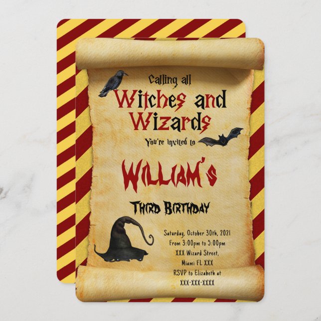 Editable Halloween Birthday Invitation  (Front/Back)