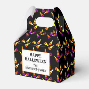 Editable Halloween Candy Corn Pattern Favor Boxes