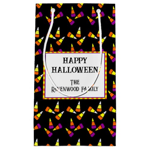 Editable Halloween Candy Corn Pattern Small Gift Bag