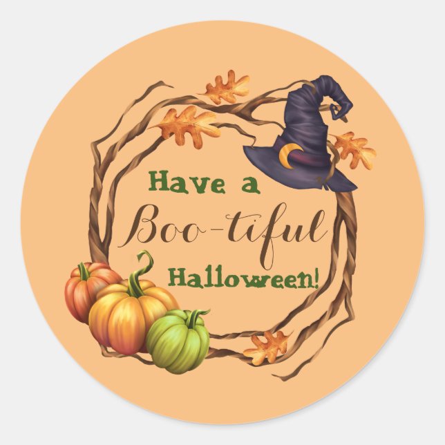 Editable Halloween Fall Party Treat Favor Stickers (Front)
