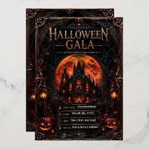 Editable Halloween Gala Invitation Gothic Foil Invitation