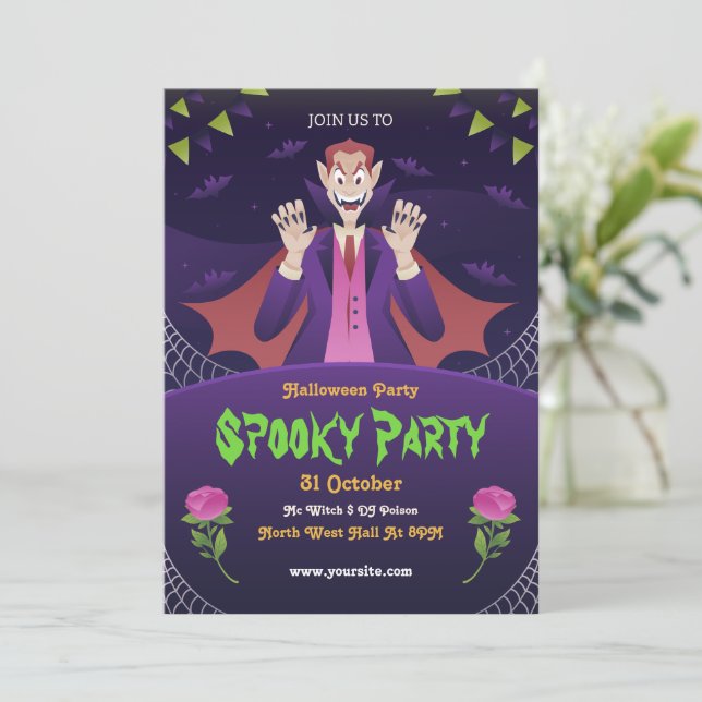 Editable Halloween Invitation, Halloween Party  Invitation (Standing Front)